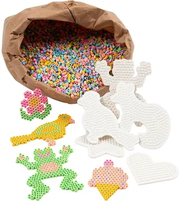 Produktbild von Nabbi® BioBeads Schulset, ca. 30.000 Stk. inkl. 21 Stiftplatten, pastell Mix