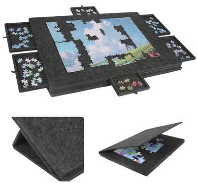 Zdjęcie produktu dla Półka na puzzle, 6 szuflad do sortowania, konstrukcja z możliwością pochylania, jak pokazano