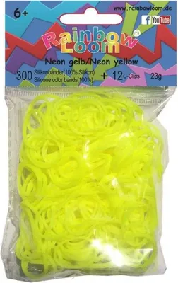 Produktbild von Original Rainbow Loom 300 Gummibänder Neon Gelb + 12 Clips 100% Silikon