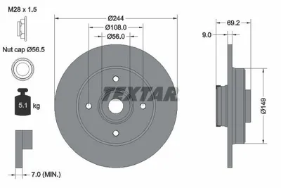 Produktbild von 2 Textar Bremsscheiben hinten für Citroen C3 C4 Opel Crossland Peugeot 2008 208