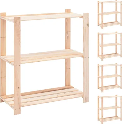 Immagine prodotto di Maison Exclusive - Scaffali da magazzino a 3 ripiani, 5 pezzi, 80x38x90 cm, legno massello di pino, 150 kg