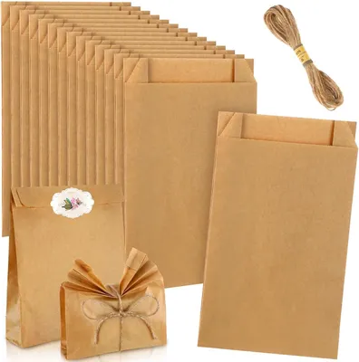 Obrázok produktu pre Papierové vrecká 50 ks, 12x4x20 cm, kraftový papier, pre darčekové tašky