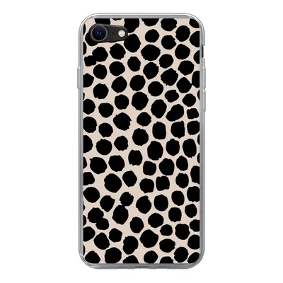 Produktbild von MuchoWow® Handyhülle Schutzhülle Hülle für iPhone 7 Polka dots - Schwarz - Beige Silikon Softcase Handy Hülle - Kartenhalter