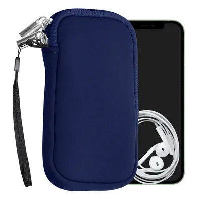 Produktbild von kwmobile Handytasche für Smartphones S - 4,5" - Neopren Handy Hülle Dunkelblau - Handy Tasche 14,4 x 8,3 cm Innenmaße
