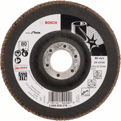 Produktbild von Bosch  Fächerschleifscheibe X581 Inox, gerade, 125 mm, 80, Glasgewebe 2608608278