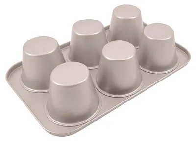 Productafbeelding van Muffin- en browniebakvorm, 6 kuiltjes, antiaanbaklaag, koolstofstaal, 250°C