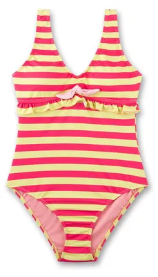 Productafbeelding van Sanetta meisjes badpak, roze en geel, met ruches | Badpak voor kinderen