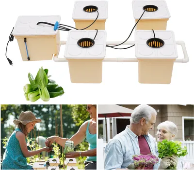 Image de Kit de culture hydroponique pour plantes utiles d'intérieur 11L PP&UV système de croissance goutte à goutte avec 5 réservoirs