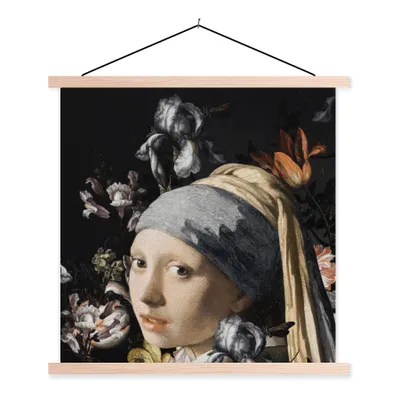 Produktbild von MuchoWow® Textilposter Gemälde - Blumen - Vermeer 40x40 cm mit holzfarbenen Rahmen - Posterleiste
