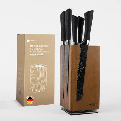 Immagine prodotto di Blocco coltelli EXITOSO 360° - girevole e magnetico - inserto in setola rimovibile