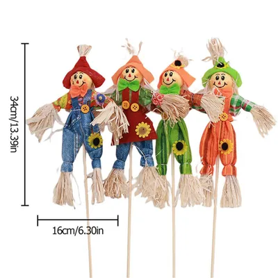 Image de 4PCS Épouvantail debout Mignon épouvantail de jardin d'automne Décoration d'Halloween Décoration de centre commercial Décoration de bar
