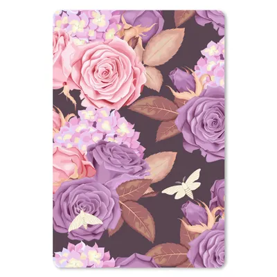 Produktbild von MuchoWow® Mauspad Mousepad Blumen - Lila - Rosa - Schmetterlinge 18x27 cm - Mousepads - Maus Mat - Pad - Mausunterlage