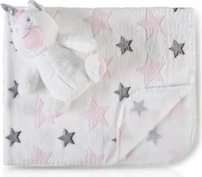 Produktbild von Cangaroo Babydecke 90 x 75 cm mit Plüschtier kuschelige Babydecke Krabbeldecke rosa