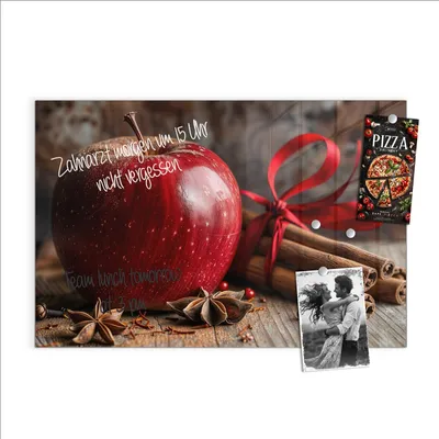 Produktbild von Magnettafel 90x60cm Pinnwand Whiteboard beschreibbar - Apfel mit Zimt