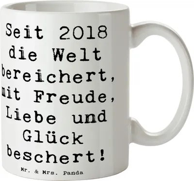 Produktbild von Mr. & Mrs. Panda Pott Spruch 2018 Geburtstag - Weiß - Geschenk, milchtasse, Happy Birthday, Tasse, Alter, Kaffeetasse, Glückwunsch, Kaffeebecher, Freunde, Jahr, Teepott