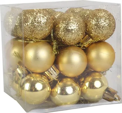 Obrázok produktu pre Sada 27 plastových ozdôb 2 cm zlaté