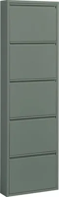 Produktbild von Schuhkipper BERT mit 5 Fächern, 51 cm breit, 170 cm hoch, pulverbeschichtete Stahlblech-Optik