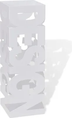 Obrázok produktu pre Biely hranatý oceľový stojan na dáždniky a vychádzkové palice 48,5 cm