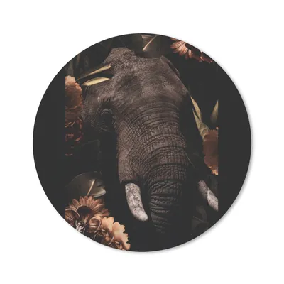 Produktbild von MuchoWow® Mauspad Mousepad Elefant - Blumen - Porträt 50x50 cm - Mousepads - Maus Mat - Pad - Mausunterlage - Vinyl