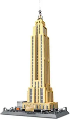 A model of the Empire State Building constructed from building blocks.