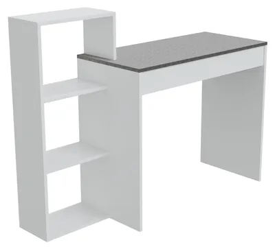 Produktbild von HAGO24 Schreibtisch Regal Kombination 110x72x40cm weiß grau Pressspan 15mm Materialstärke 2in1 System kompakt Viel Stauraum Einbauregal Abstellfläche