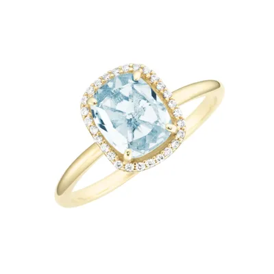 Produktbild von Ring Luigi Merano mit Blautopas und Zirkonia, Gold 375 Hellblau 60