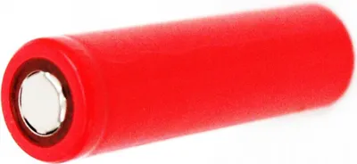 A single red battery is shown against a white background.