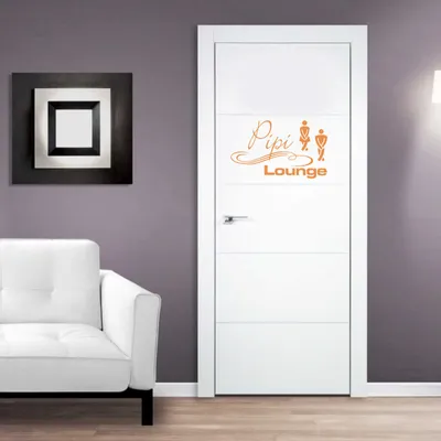 Produktbild von Wandtattoo - Wandaufkleber - Tür-/Wandtattoo "Pipi Lounge" - 30cm x 18cm orange - Dekoration Küche Wohnzimmer Wand
