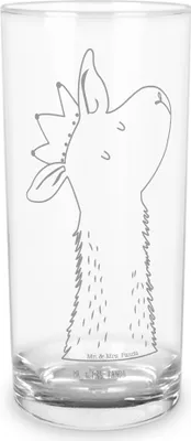 Produktbild von Mr. & Mrs. Panda Glas Lamakopf König 200 ml - Transparent - Geschenk, Wasserglas, Longdrinkglas, Abitur, Vorgesetzter, Geschenkglas, Lama, Lamas, Papa, Mama, Tumbler