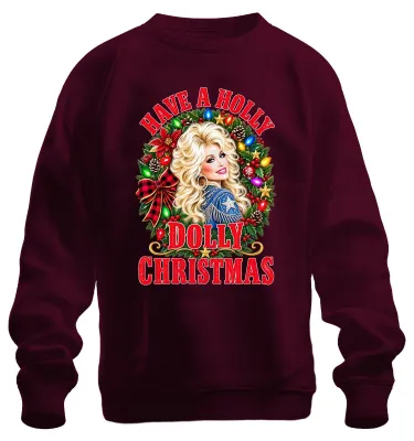 Produktbild von Have A Holly Dolly Christmas Country Musik Parton Sängerin Sweatshirt Pullover, Burgundy, M