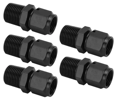 Zdjęcie produktu dla Zestaw 5 sztuk: adaptery z gwintem 6AN (żeński) na 3/8 NPT (męski) – z stopu aluminium, w kolorze czarnym, łatwe do wymiany, proste adaptery do węży 6AN–3/8 NPT