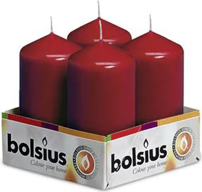 Immagine prodotto di Candele a colonna Bolsius rosso antico 100/48 mm 4er