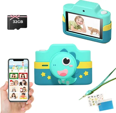 Produktbild von Fine Life Pro Digitální dětský fotoaparát 48MP, 1080P WiFi Digitální fotoaparát pro děti s 3palcovým dotykovým displejem, 32GB TF karta,Dárek pro děti