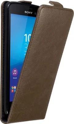 Produktbild von Cadorabo Hülle für Sony Xperia M4 AQUA Schutz Hülle in Braun Flip Etui Handyhülle Case Cover
