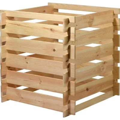 Zdjęcie produktu dla Kompostownik drewniany Kompostownik ogrodowy - 320 litrów - Drewno sosnowe - 78 x 78 x 78 cm - Naturalny