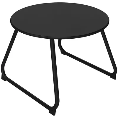 Produktbild von Couchtisch – Gartentisch – Runder Terrassentisch – Beistelltisch – Outdoor-Couchtisch – Runder Metall-Couchtisch – 48 x 48 x 37 cm – Schwarz