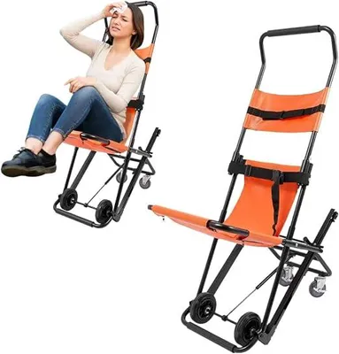Productafbeelding van Opklapbare trapstoel voor rolstoelen, inklapbare transportrolstoel, trapstoel tot 180 kg, draagbare traplift, hulpmiddelen, evacuatiestoel, aluminium trapstoel, verstelbare veiligheidsgordels