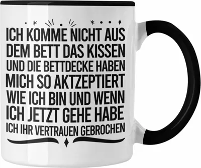 Produktbild von Trendation - Lustige Tasse für Langschläfer Geschenkidee Mädchen Jungs (Schwarz)