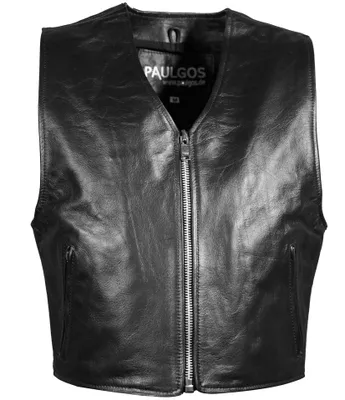 Produktbild von PAULGOS Lederweste Biker Kutte Clubweste Chopper Weste 100% Echtleder - BW12