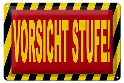 Produktbild von Blechschild Hinweis 30x20cm Vorsicht Stufe