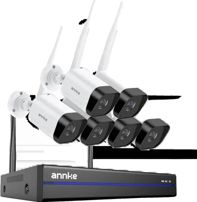 Zdjęcie produktu dla System CCTV, rozdzielczość wideo 5 MP, obsługa bezprzewodowych kamer IP, z 6 kamerami, brak