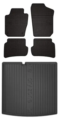 Produktbild von Gummimatten + Kofferraumwanne für Skoda Fabia III 2014-2022 (Kombi, unterer Ladeboden) – Schwarz, passgenau – Wielganizator SolidPRO