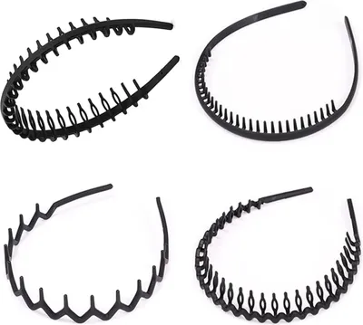Produktbild von Elastisches Haarband 4er Set Schwarz Matt Rutschfest Sportmode Yoga