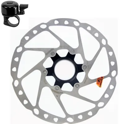 Produktbild von Shimano 180mm Fahrrad Bremsscheibe SM-RT64 in Silber/Schwarz inkl. Fahrradklingel