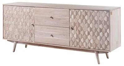 Immagine prodotto di MASSIVMOEBEL24 | credenza in legno di Acacia 180x42x75 bianco laccato MOSAYK #200