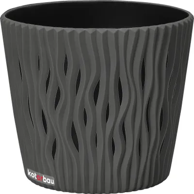 Obrázek produktu pro Květináč KOTARBAU® 160x140mm kamenná šedá vlna 3D pouštní písek kulatý s květináčem uvnitř