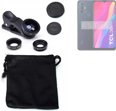 Produktbild von K-S-Trade Smartphone Kamera Linsen Set Kompatibel mit TCL 30 E 3in1 Clip-On Kamera Adapter Macro Weitwinkel FishEye Fischauge Objektiv Linse