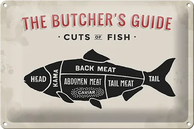Produktbild von Blechschild Fisch 30x20cm cuts of fish Metzgerei