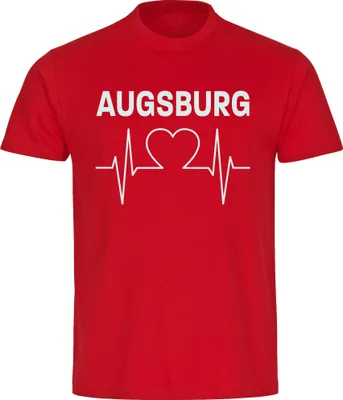 Produktbild von multifanshop Kinder T-Shirt - Augsburg - Herzschlag, rot, Größe 140