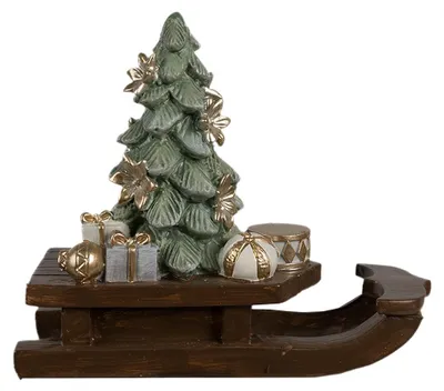 Produktbild von Clayre & Eef Weihnachtsdekorationsfigur Schlitten 20x8x17 cm Braun Polyresin